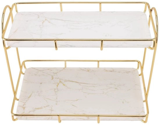 Organizzatore a 2 livelli Giallo/Bianco - Multifunzionale - Organizzatore - Solido - Antiscivolo - Struttura Personalizzata - Piastra Organizzativa