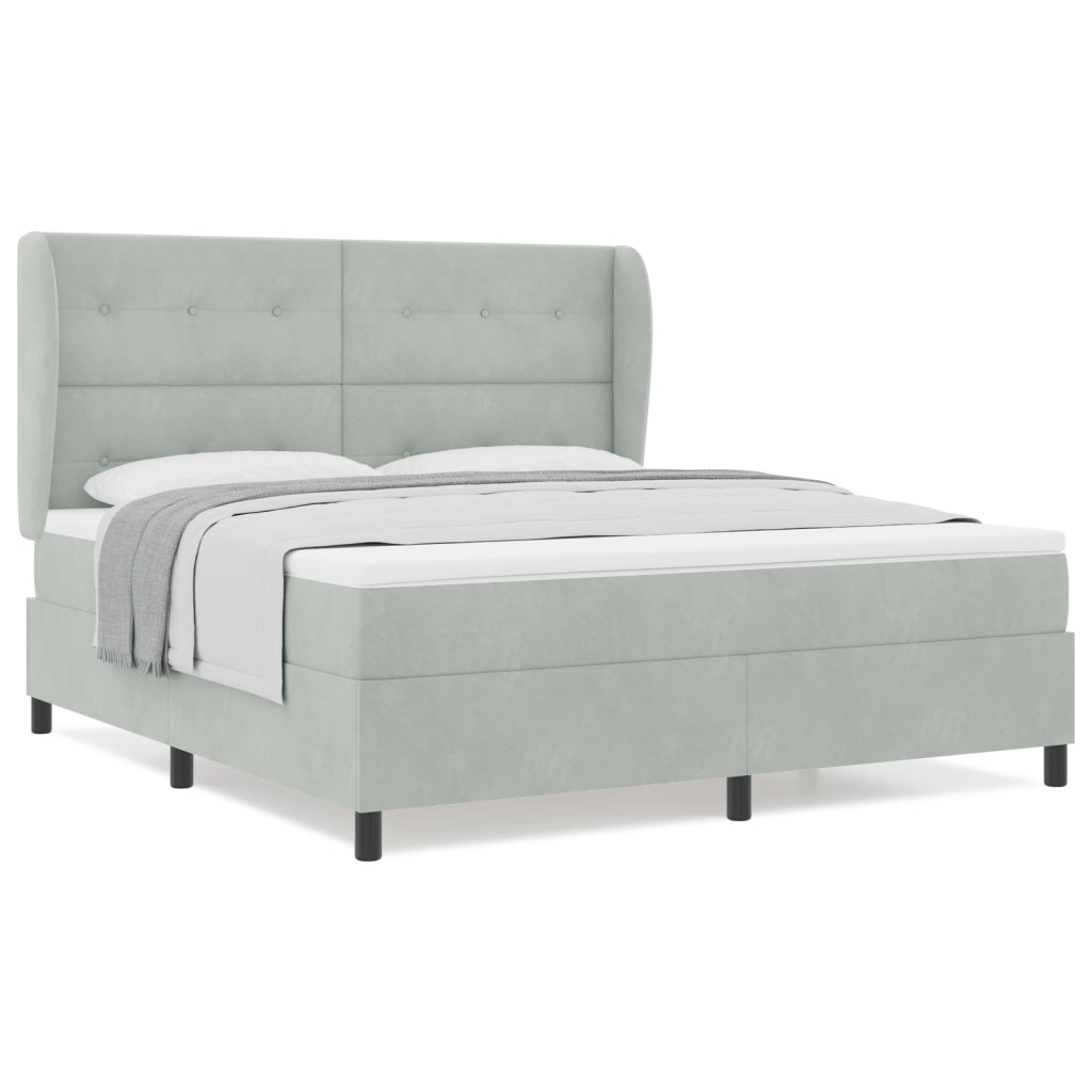 Letto Box Spring  con materasso Grigio chiaro 180x200 cm Velluto