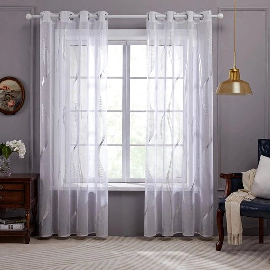 Vetrata con Appoggio a Grappoli - Tende a Vetrata - Vetrature - Vetrata con Appoggio a Grappoli - 140x215cm (LxAltezza)/onda - 2 pezzi