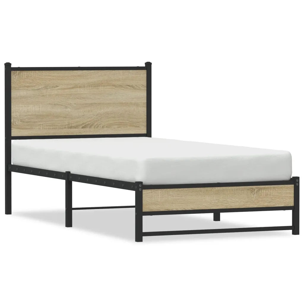 Giroletto senza Materaso in Metallo Rovere Sonoma 90x200 cm 4007879