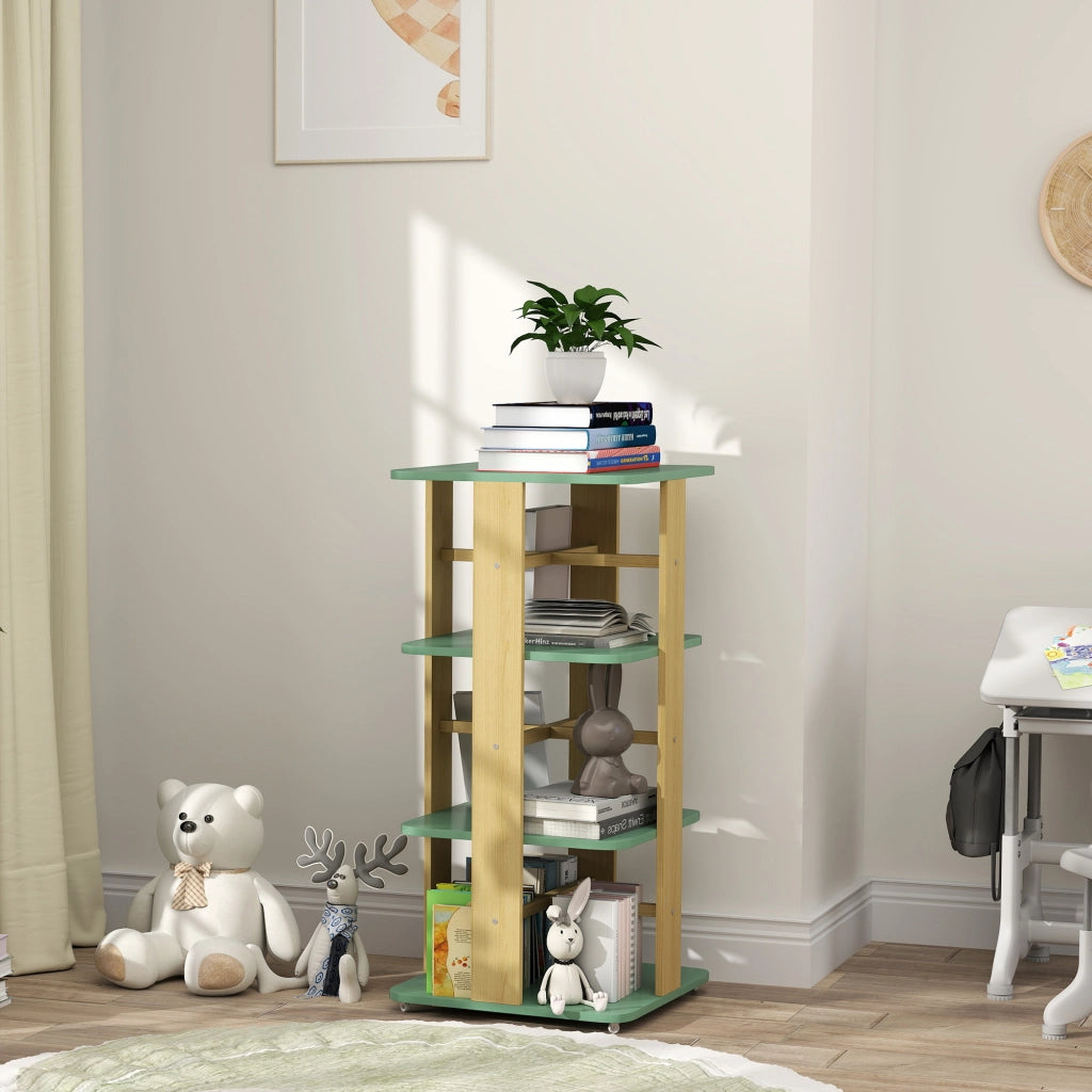 Libreria bambini con rotelle 3 ripiani ¨C Xylo ¨C legno verde per cameretta