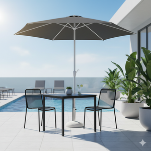 Ombrellone da Giardino Ø3 m Palo Ø48 mm Poly Eco in Acciaio Telo Grigio