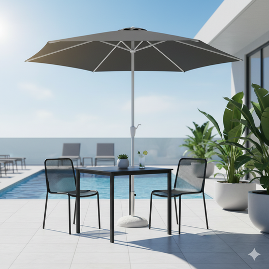 Ombrellone da Giardino Ø3 m Palo Ø48 mm Poly Eco in Acciaio Telo Grigio