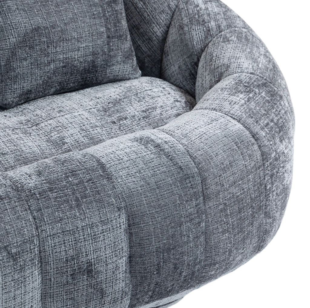 Sitzsack divano singolo in chenille grigio; con imbottitura in memory foam; 150 x 95 x 63 cm