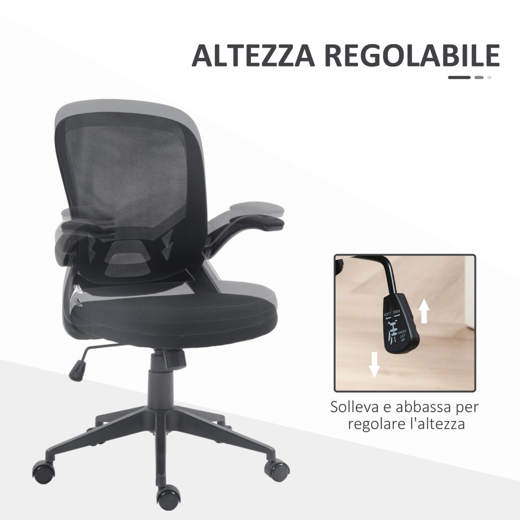 Sedia da Ufficio Girevole Ergonomica ¨C Zephmum ¨C Nero, Tessuto a Rete, Altezza Regolabile