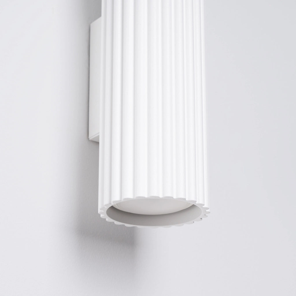 Applique moderna tubo bianco rigato 30cm su-giù 2xGU10