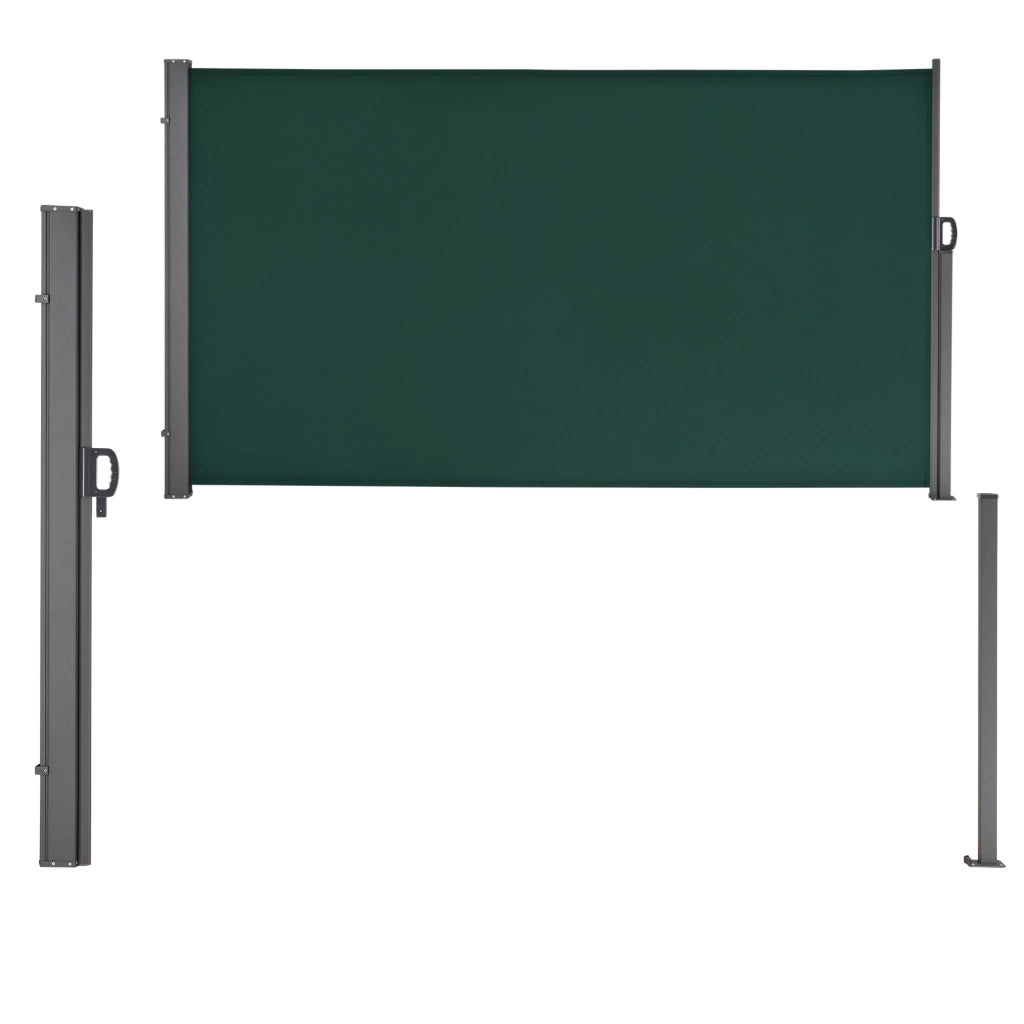 Paravento Estraibile Mulhacén Schermo Solare Verticale Barriera Privacy 160x300 cm Verde Scuro pro.tec