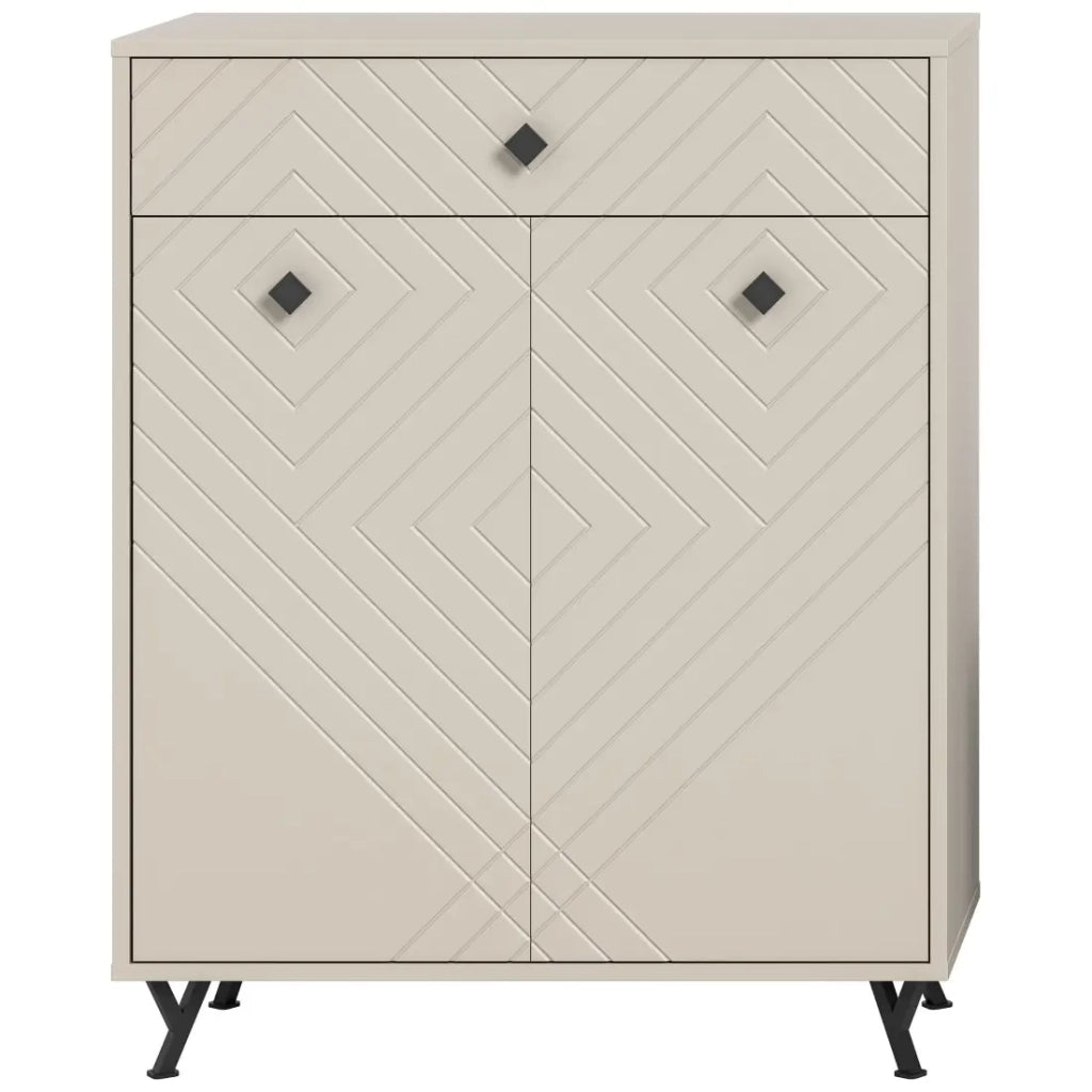 Mobile per scarpe LUNA – Beige opaco – 2 ante a battente – 80x100x35 cm
