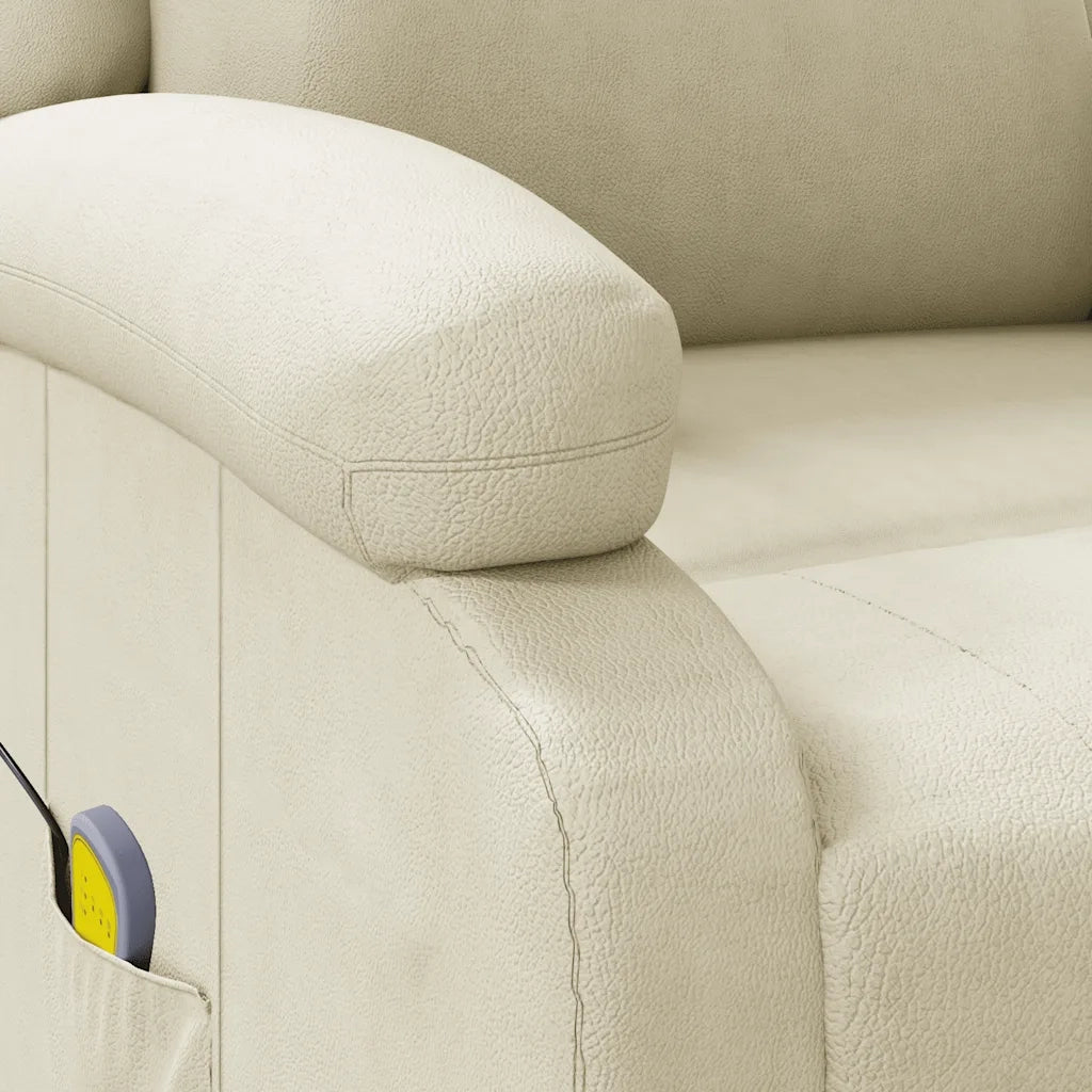 Poltrona Massaggiante | Sedia Relax Bianco Crema in Similpelle