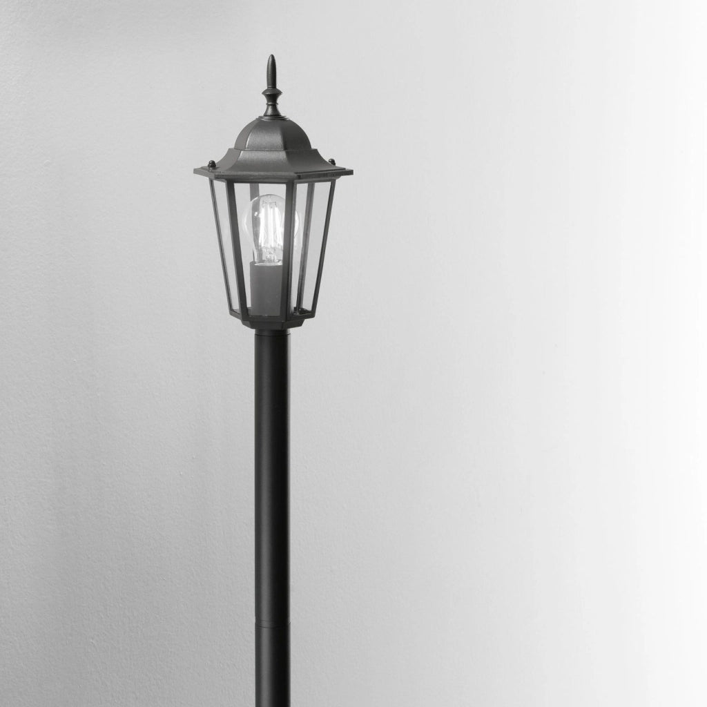 PALETTO MILANO NERO 1 LUCE ATTACCO E27 IP44 17x105CM ALLUMINIO E VETRO