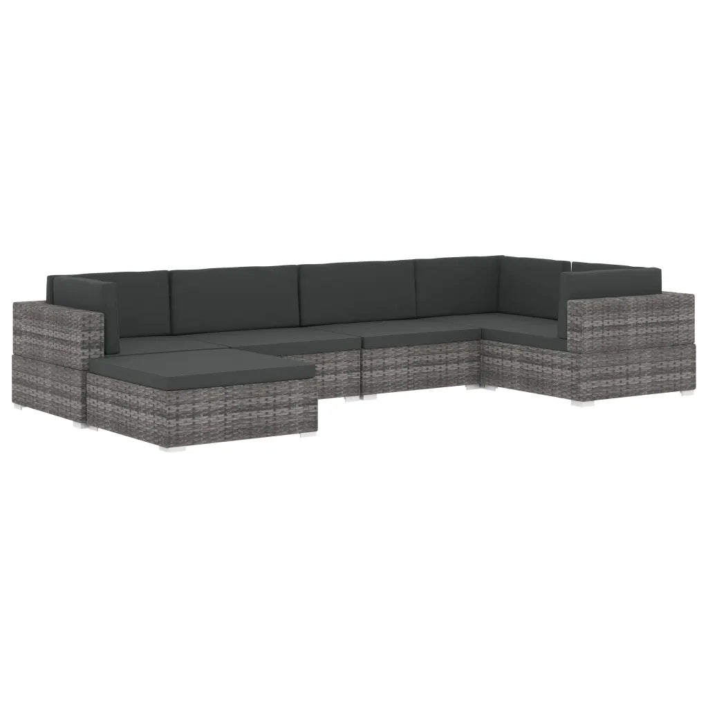 Poltrona Modulare ad Angolo 1 pz con Cuscini Polyrattan Grigio cod mxl 67033