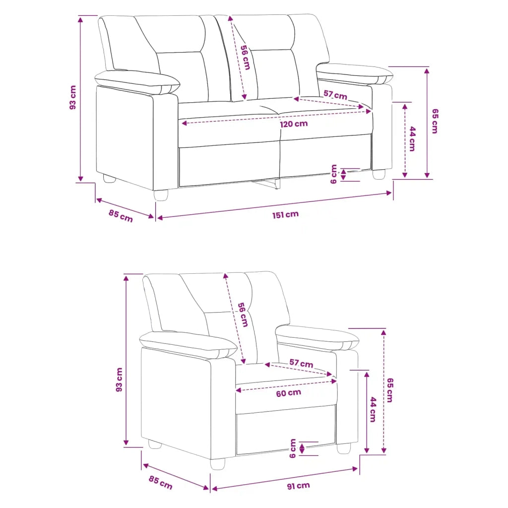 Set di divani 2 pcs Rosso Similpelle 3430523