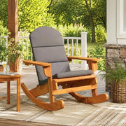Adirondack Rocking Chair With Cushion, Solid Acacia Wood