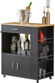 Mobile Cucina Salvaspazio Credenza Cucina Carrello Cucina con Ruote Mobiletto Cucina Dispensa Madia Cucina Mobile Cucina con Ripiani nero 82x46x88 cm FKW113‑SCH