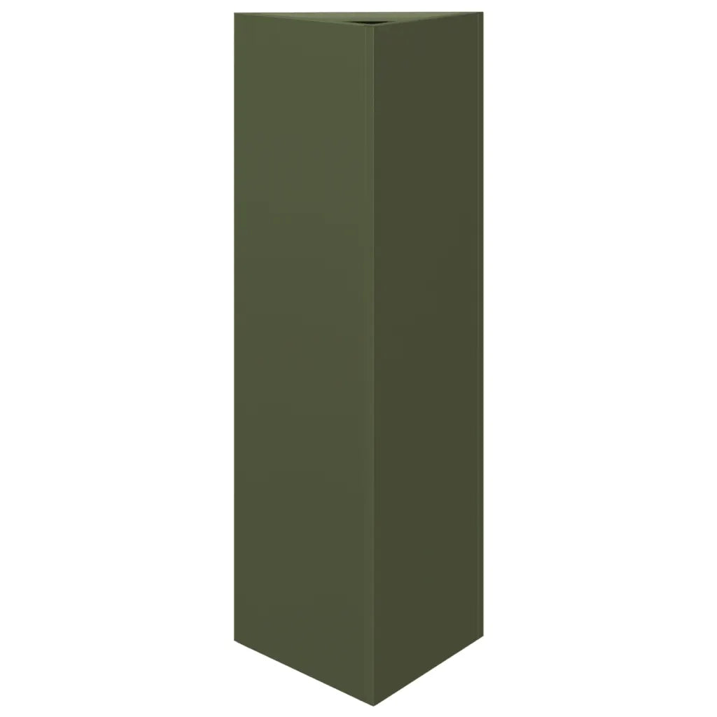 Fioriera da Giardino Verde Oliva Triangolare 30x26x75cm Acciaio 851149