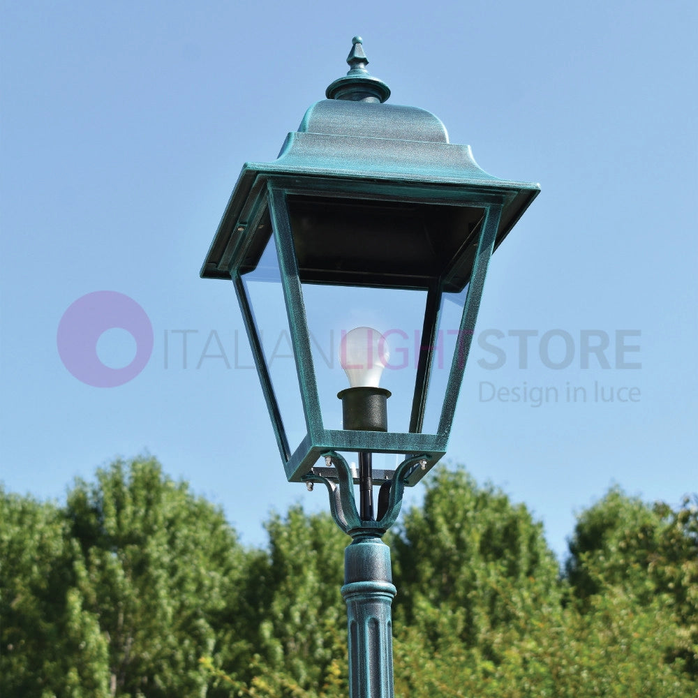 ELETTRA MAXI Lampione a 1 luce h. 272 Quadrata Classica per Esterno Giardino COLORE STRUTTURA: NERO-VERDE