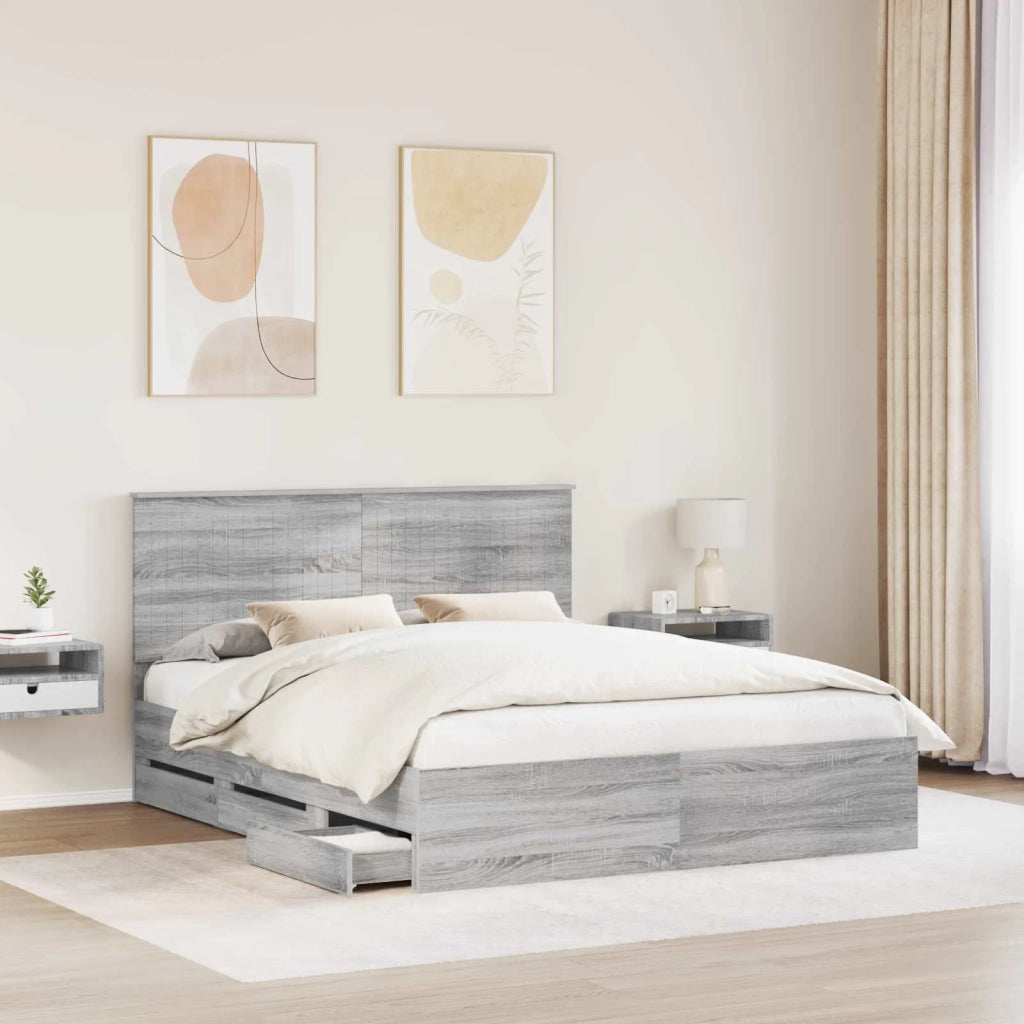 Struttura del letto con cassetto Grigio Sonoma 160 x 200 cm