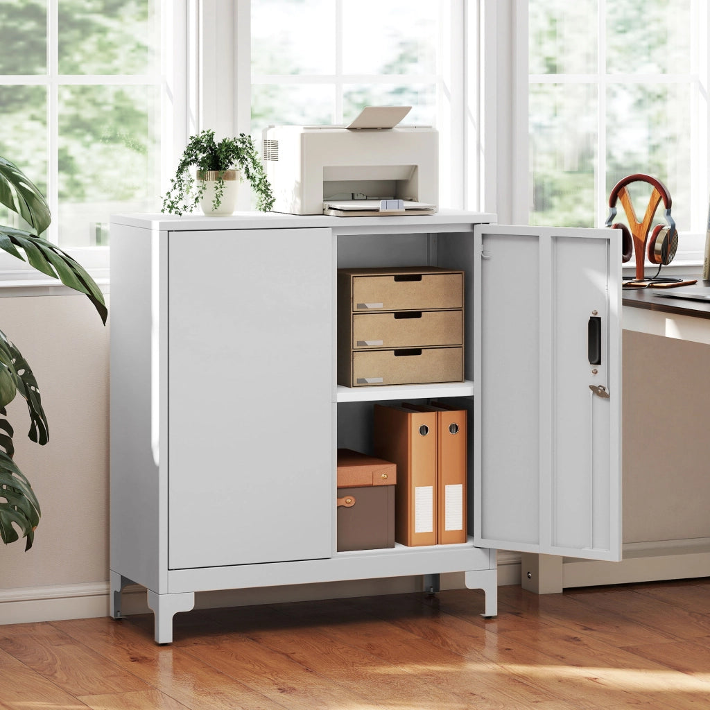 Scrivania con cassettiera e ante ¨C zephmum ¨C bianco 80x35x91 cm