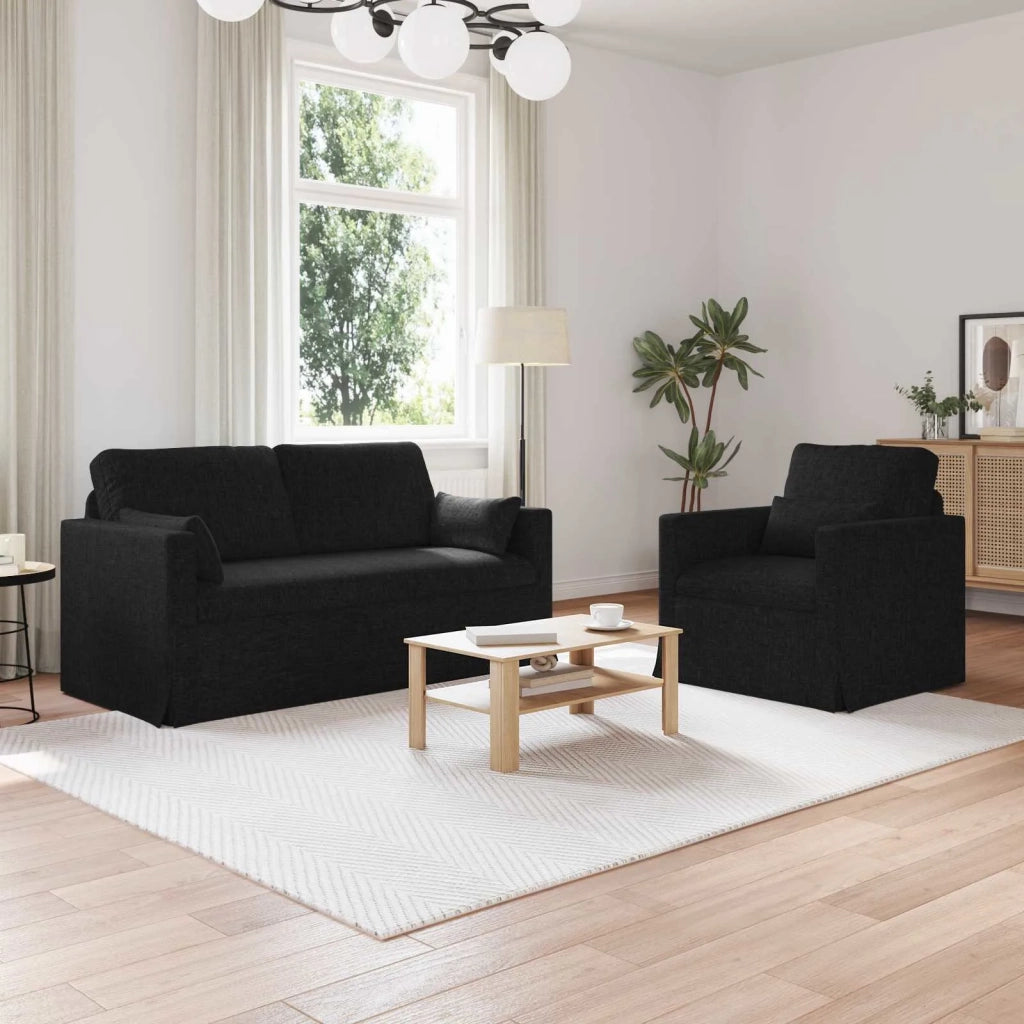 Divano 2 pcs Nero 158 x 78 x 80 cm Tessuto