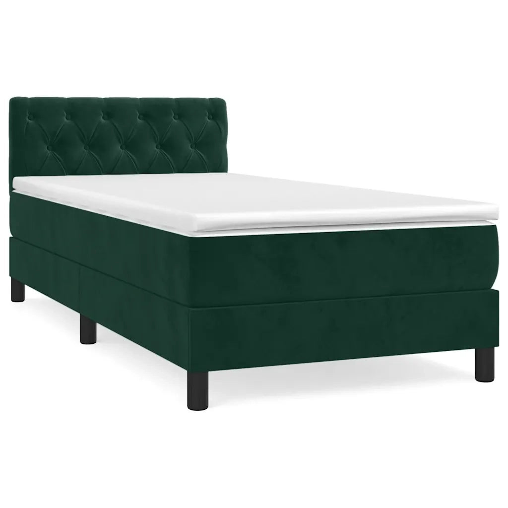 Giroletto a Molle con Materasso-Struttura Letto Verde Scuro 80x200 cm Velluto 761991