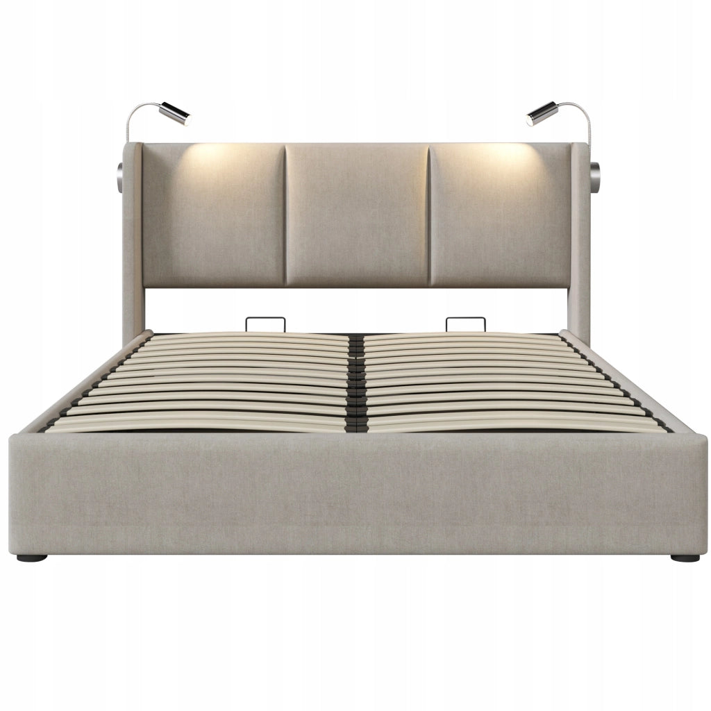 Letto singolo con USB e LED - Xylo - 140x200 cm - Incluso materasso