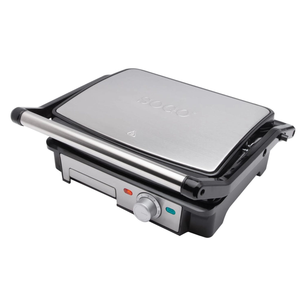 Piastra grill elettrica 2000W con tostiera 4 fette, apertura 180° acciaio inox antiaderente cucina - SOGO