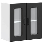 Pensile da cucina con anta in vetro 60 x 31 x 60 cm ampio spazio contenitivo stile moderno legno nero 02_0050043