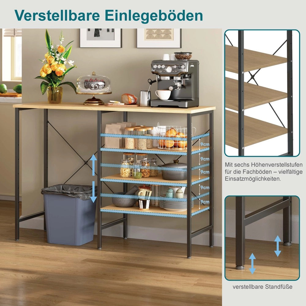 Tavolo Organizer Multifunzione ¨C Xylo ¨C Piano Effetto Legno, Telaio in Metallo Nero, 120x40x85,5 cm