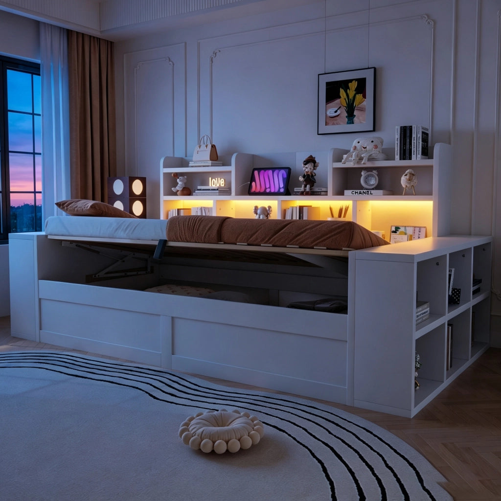 divano letto multifunzione mdf bianco 110 x 230 cm