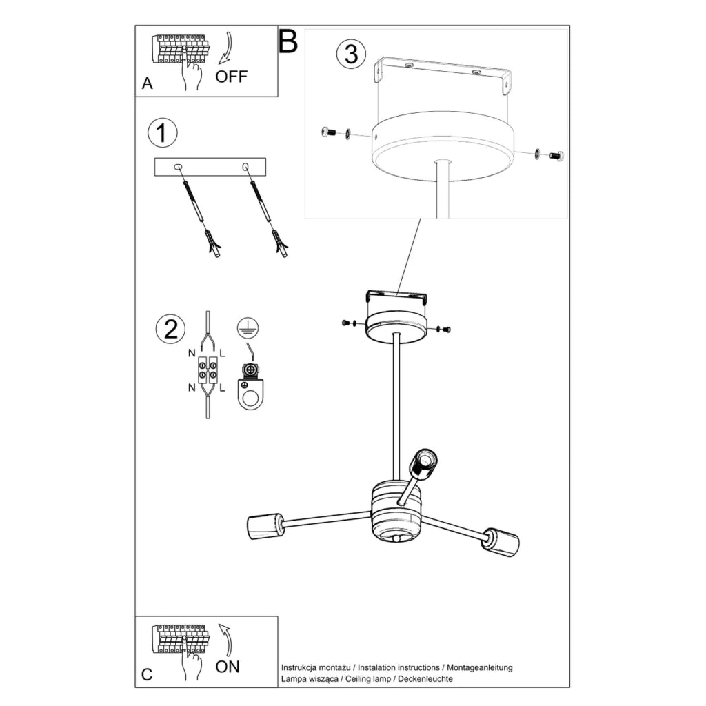 Lampadario LANGO 3 nero
