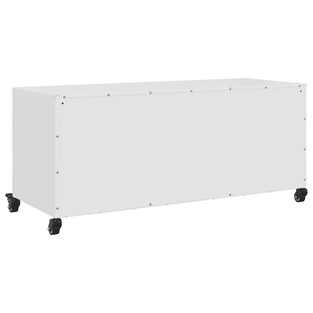 Mobile TV Bianco 100,5x39x43,5 cm in Acciaio Laminato a Freddo