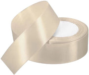 Cinturino di satin beige, larghezza 4 cm, decorativo, per regali di matrimonio, battesimo e compleanno, lunghezza 22,8 m.