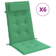 Cuscini per Sedia con Schienale Alto 6 pz | Cuscini per sedie Verde Tessuto Oxford