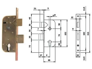SERRATURE INFILARE PER CANCELLI CAT.+SCR. SEP. PROFILO EUROP. 630- - mm.35 (630350) - 2 pezzi ISEO