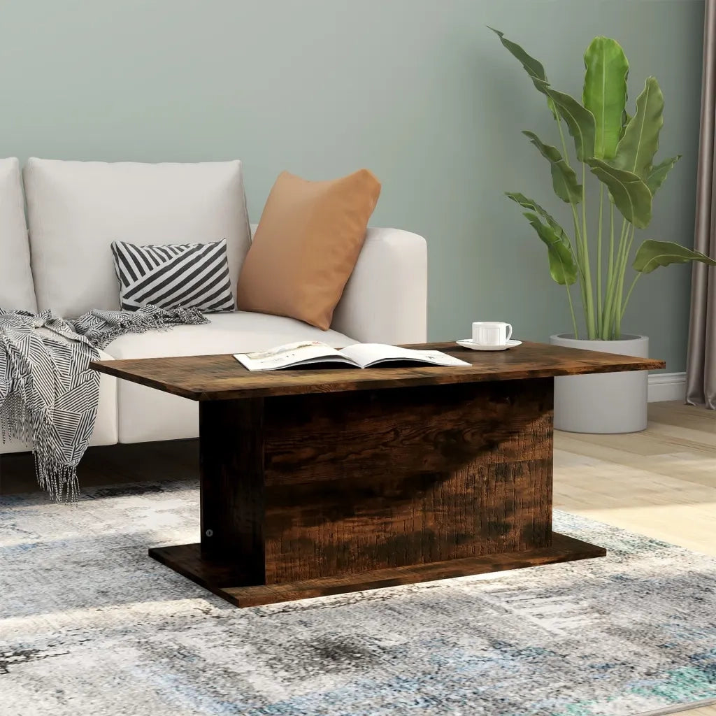 Tavolino da Salotto-Tavolino da soggiorno-Tavolo Rovere Fumo 102x55,5x40 cm in Truciolato