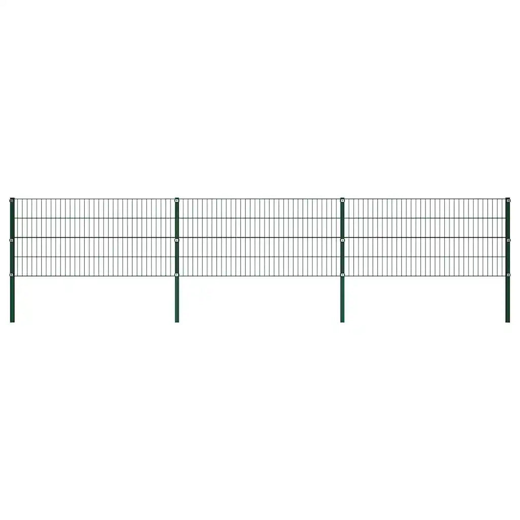 Pannello di Recinzione con Pali in Ferro 5,1x0,8 m Verde