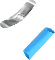 Impastatrice Manuale per Aglio in Forma di Scarpa in Acciaio con Guanti di Gomma - Accessori per la Cucina - 2 Pezzi
