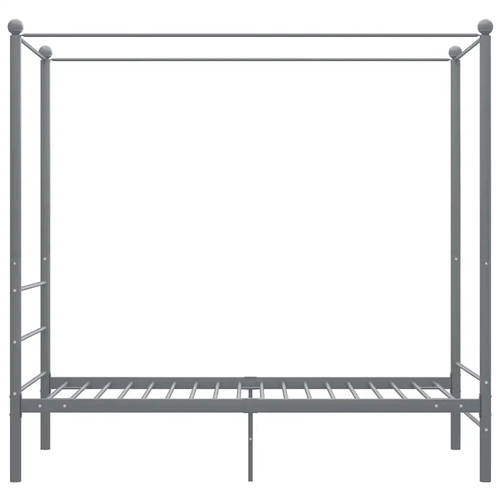 Letto a Baldacchino Grigio in Metallo 90x200 cm 325053