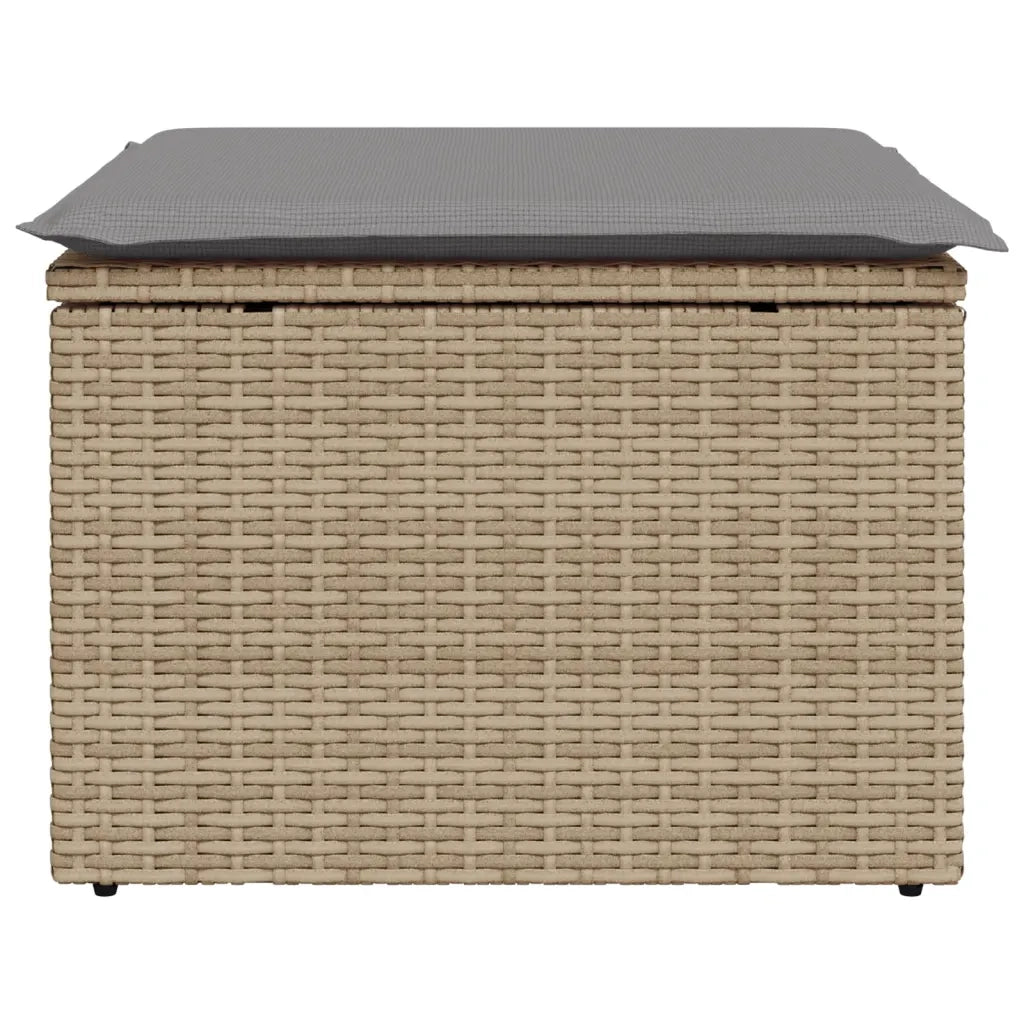 Sgabello Giardino con Cuscino Beige 55x55x37 cm in Polyrattan