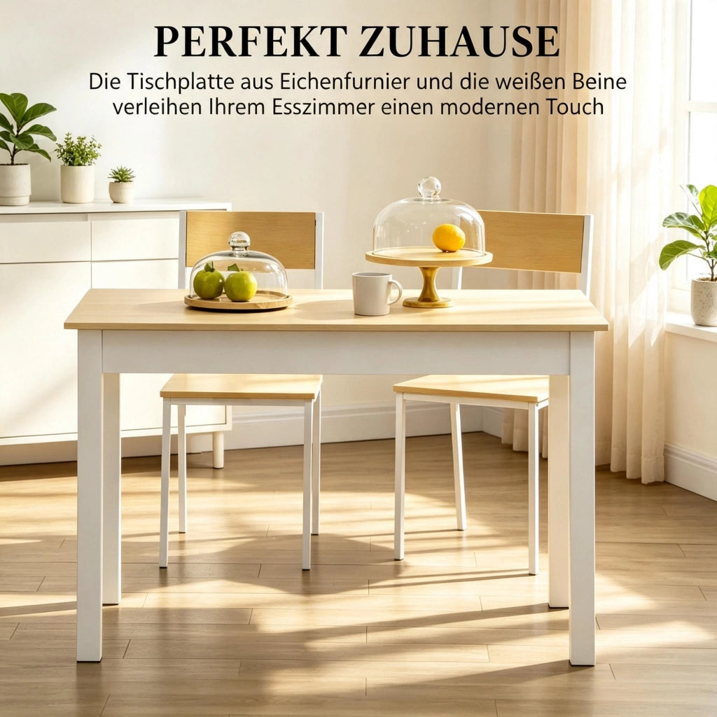 TAVOLO DA PRANZO Rettangolare 119x70 cm Legno Truciolare Eiche Bianco