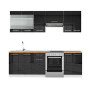 Cucina componibile Fame-Line Antracite lucido/Bianco 240 cm, PL Rovere Vicco