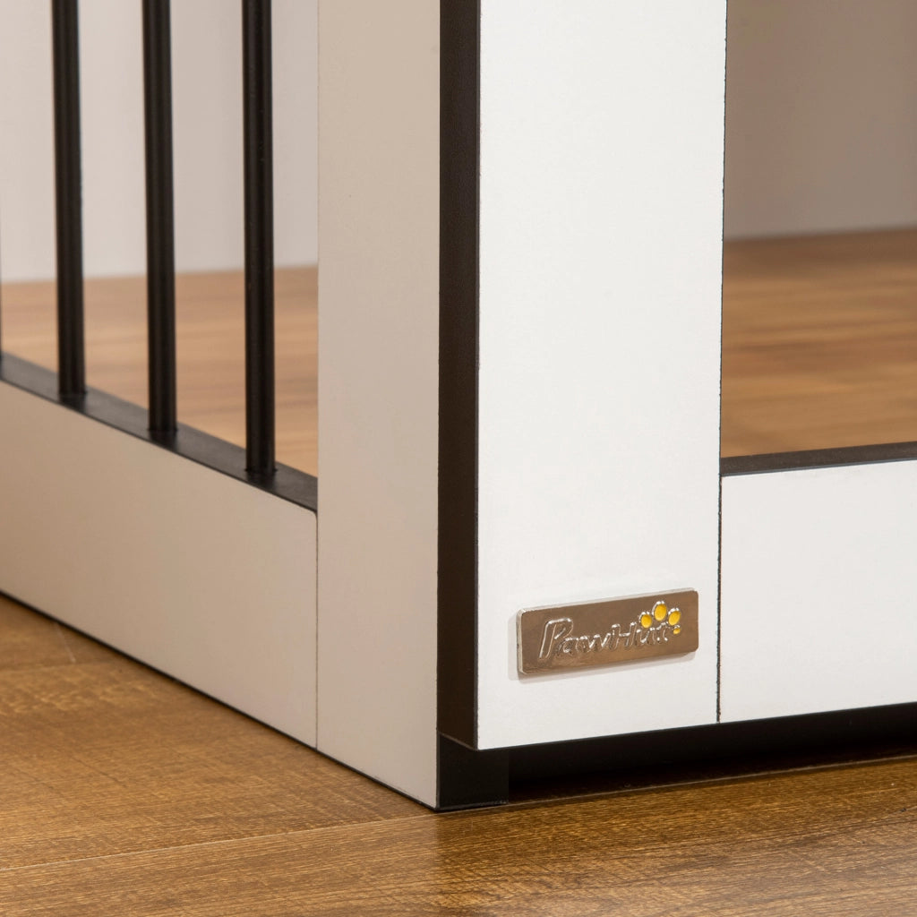 Scaffale per cani con porte bloccabili struttura in legno e acciaio per piccoli e medi cani rovere 106 × 60 × 76 cm