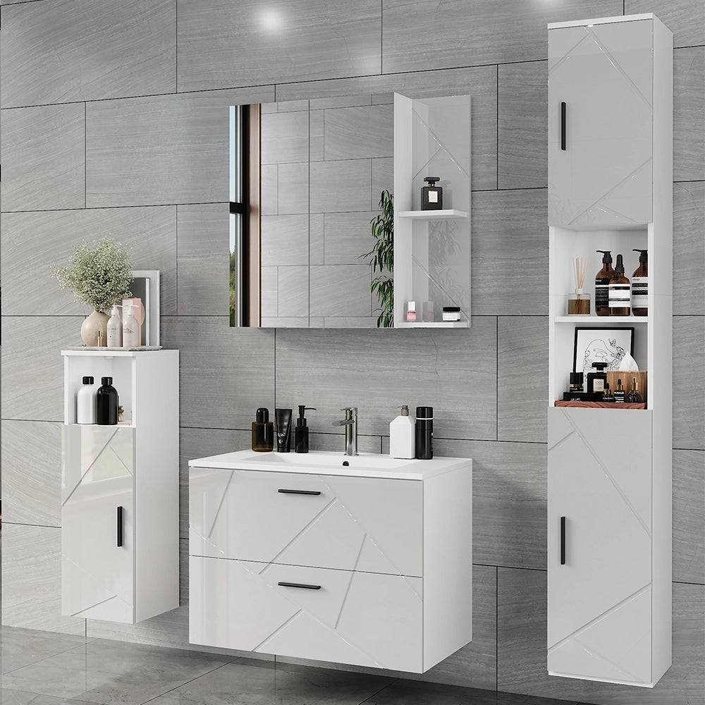 Vicco Set di mobili da bagno Bianco/bianco lucido 5 parti