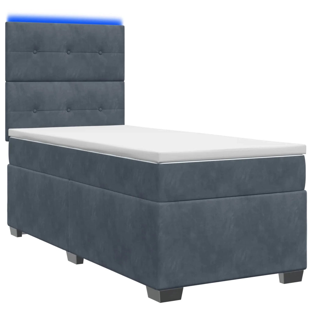 Letto box spring con materasso Grigio Scuro 90 x 200 cm Velluto 3455031