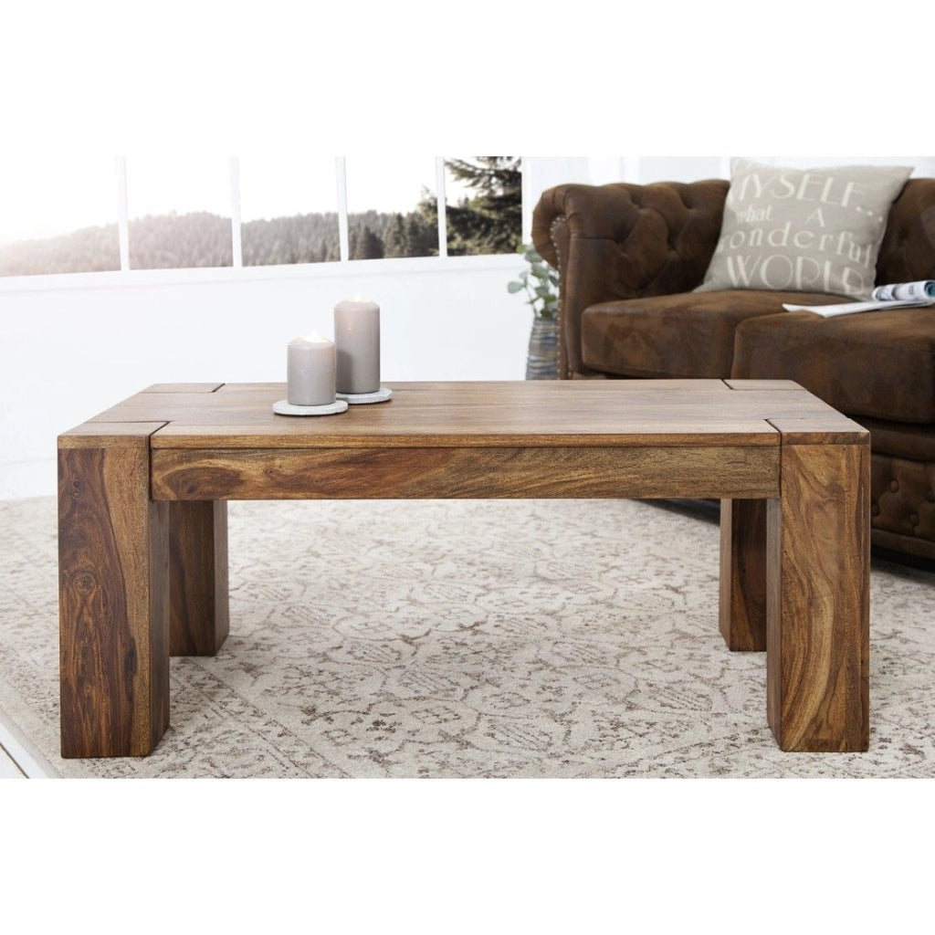 Tavolino basso ORBO rettangolare 100 cm – Tavolino basso rustico in legno massiccio di sheesham