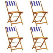 Sedie da Giardino Pieghevoli 4 pz | Sedie da Esterno Blu e Bianco Tessuto e Legno