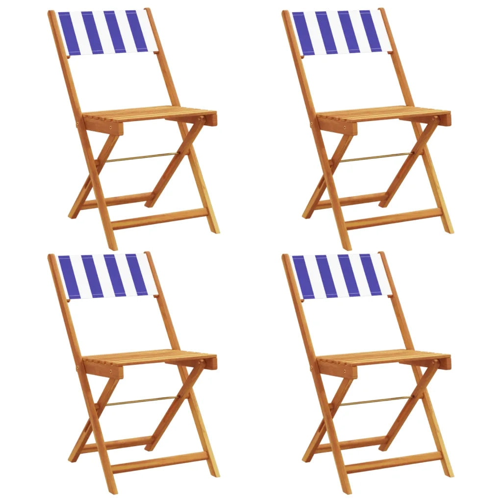 Sedie da Giardino Pieghevoli 4 pz | Sedie da Esterno Blu e Bianco Tessuto e Legno