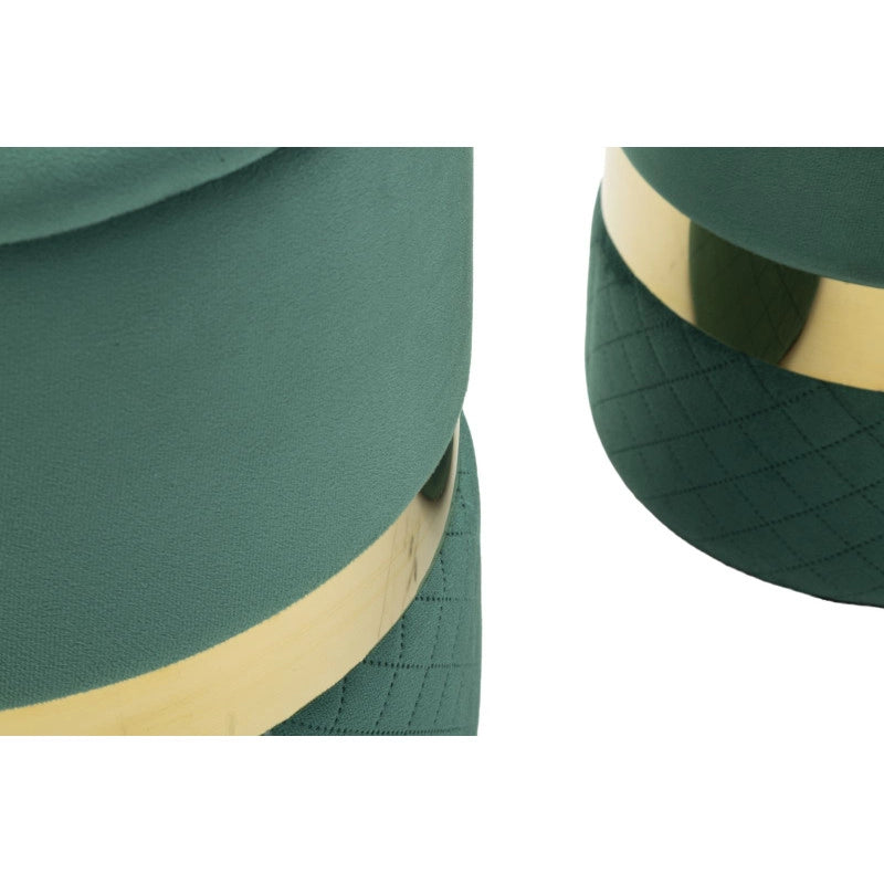 Puff Con Contenitore Sheffild Verde Set 2 Pz cm ø 37x42-28x35