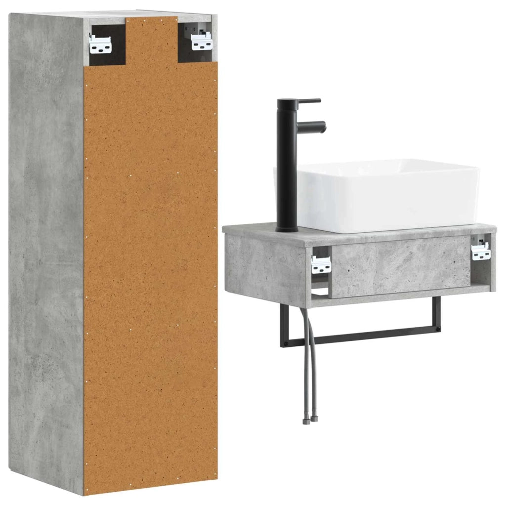 Set di mobili per il bagno 2 pz Grigio Cemento 3406106