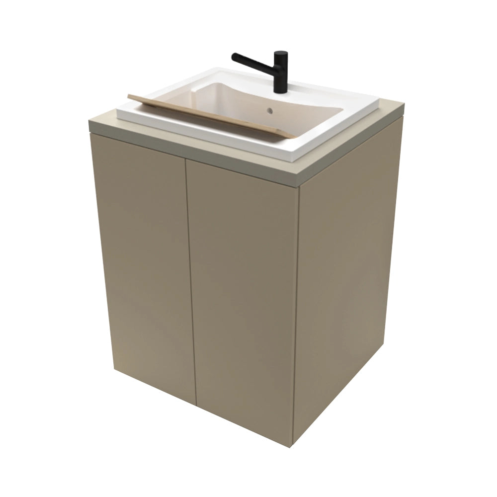 Mobile lavatoio tortora 71x65 cm con ante e vasca in resina Wanda